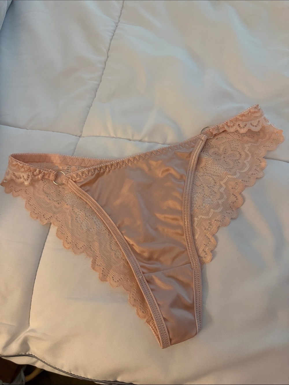 Satin & Lace Bikini Panty - Nude Blush